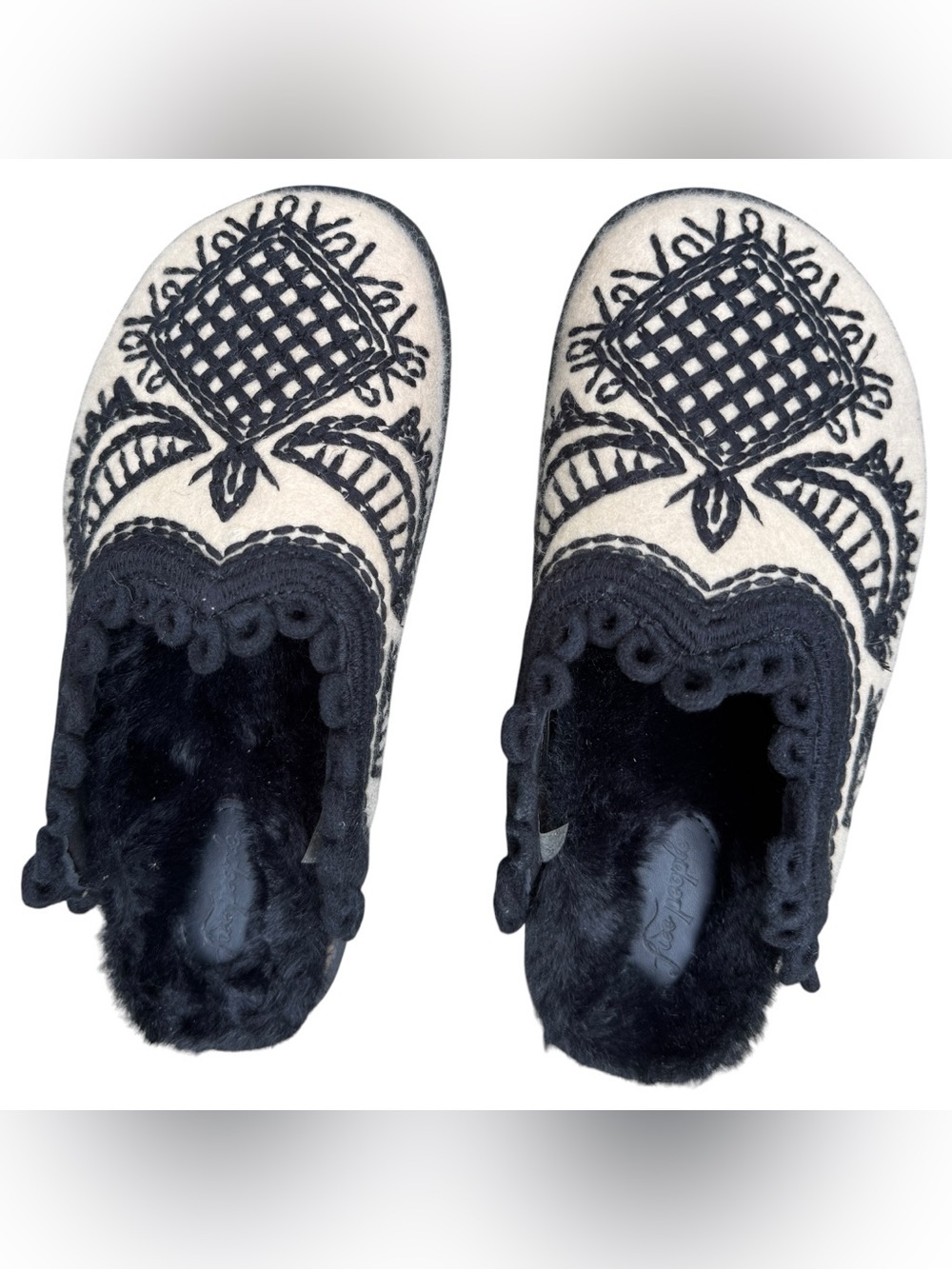 Free People Walden Embroidered Black & Cream Slip-On Clogs - 6 - Picture 7 of 7